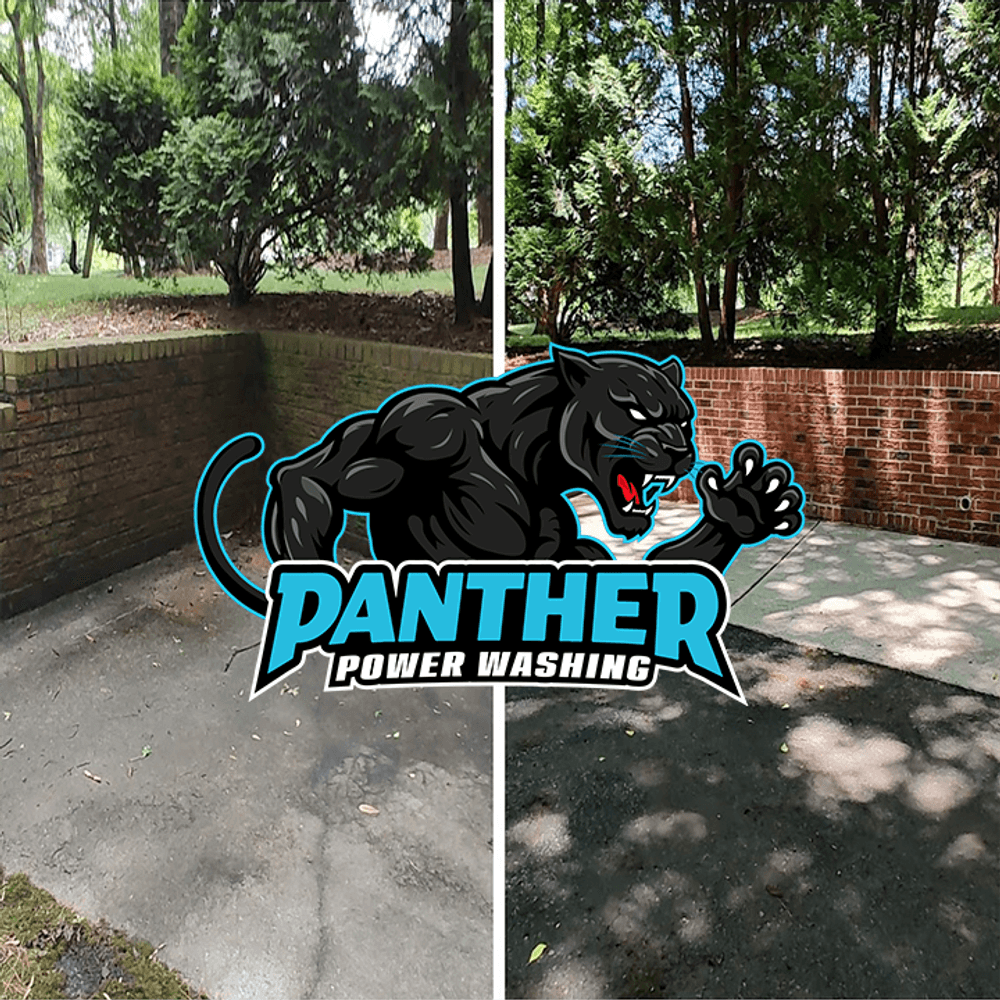 Before and after power washing service by Panther Power Washing, showcasing clean surfaces.